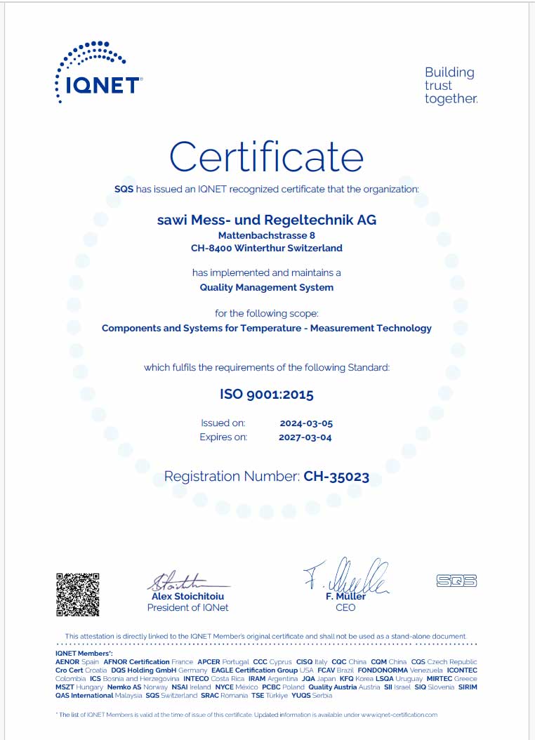 sawi IQNET Certificate for download